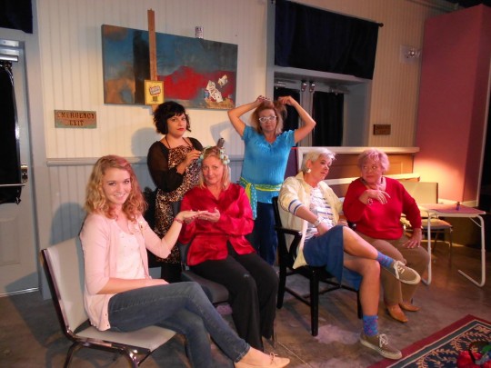 A scene from Steel Magnolias at the Bay St. Louis Little Theatre. The show opens on November 9th. Seated L to R: Sarah Anderson, Susan Stevens, Nancy Moynan, Mary Ellen Murphy. Standing L to R: Leslie Barajas, Alrie Poillion.