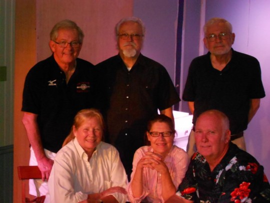 Bay St. Louis Little Theatre Guild members wrapping up their annual play selection meetings after deciding the upcoming 2014-2015 season of shows. Pictured L to R (seated):  Darlene Holtgreve, Christina Richardson, Larry Clark. Standing L to R:  Charles Imbornone, Clayton Pennylegion, Richard O’Briant.
