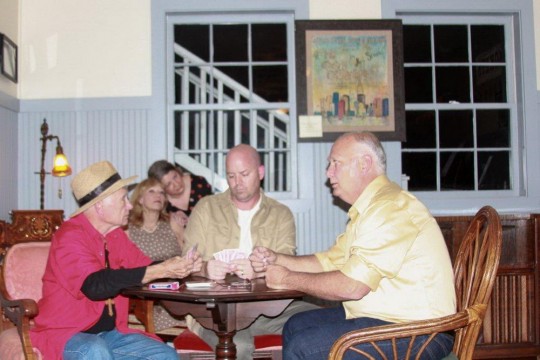 Cast of Bay St. Louis Little Theatre production of A Streetcar Named Desire opening March 22nd. Seated L to R: Charles Dessommes, Cheryl Grace, Ginger Schmidt, Stephen Hoffmann, and Larry Clark.