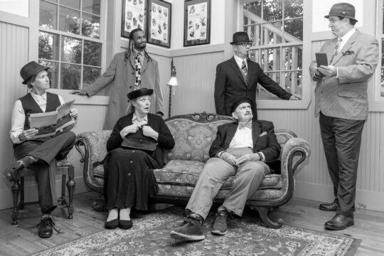 The cast of “The Mousetrap” opening June 13th at Bay St. Louis Little Theatre. Standing L to R: Christian Vontoure, Brian Grewe, Jeremy Dunaway. Seated L to R: Kathy Terrell, Caroline Flynn, Paul Bernard.